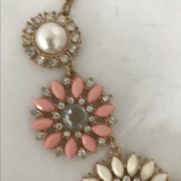 Pink, Blue & White Faux Diamond & Pearl Floral Statement Necklace - Picture 4 of 10